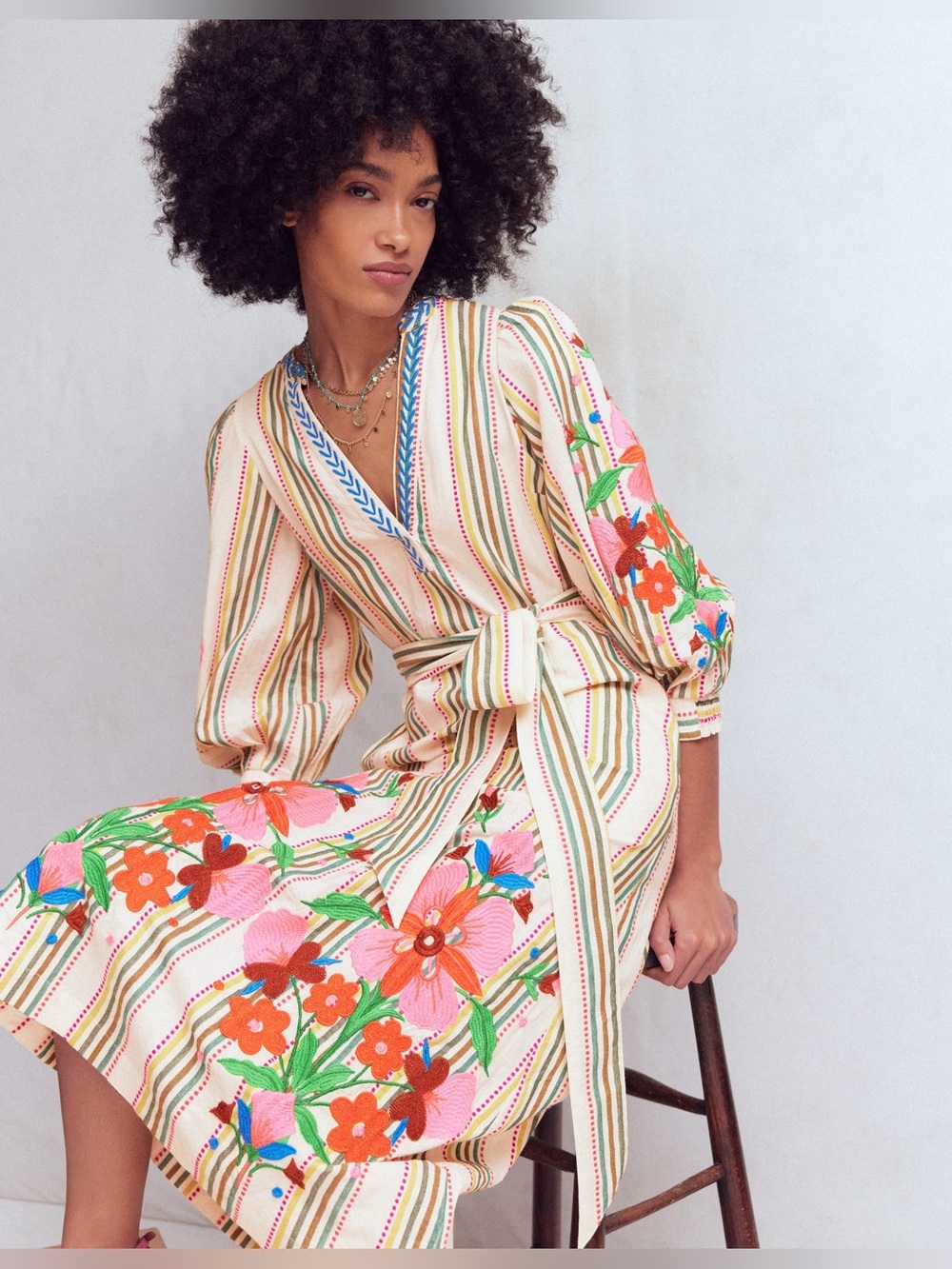 NWT Boden Octavia Cotton Floral Embroidered Maxi Dress US 6 Reg